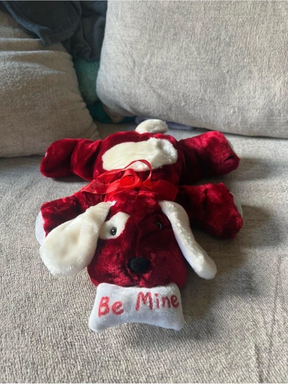 Red Valentines Day Plush Dog Stuffed Animal "Be Mine" Puppy